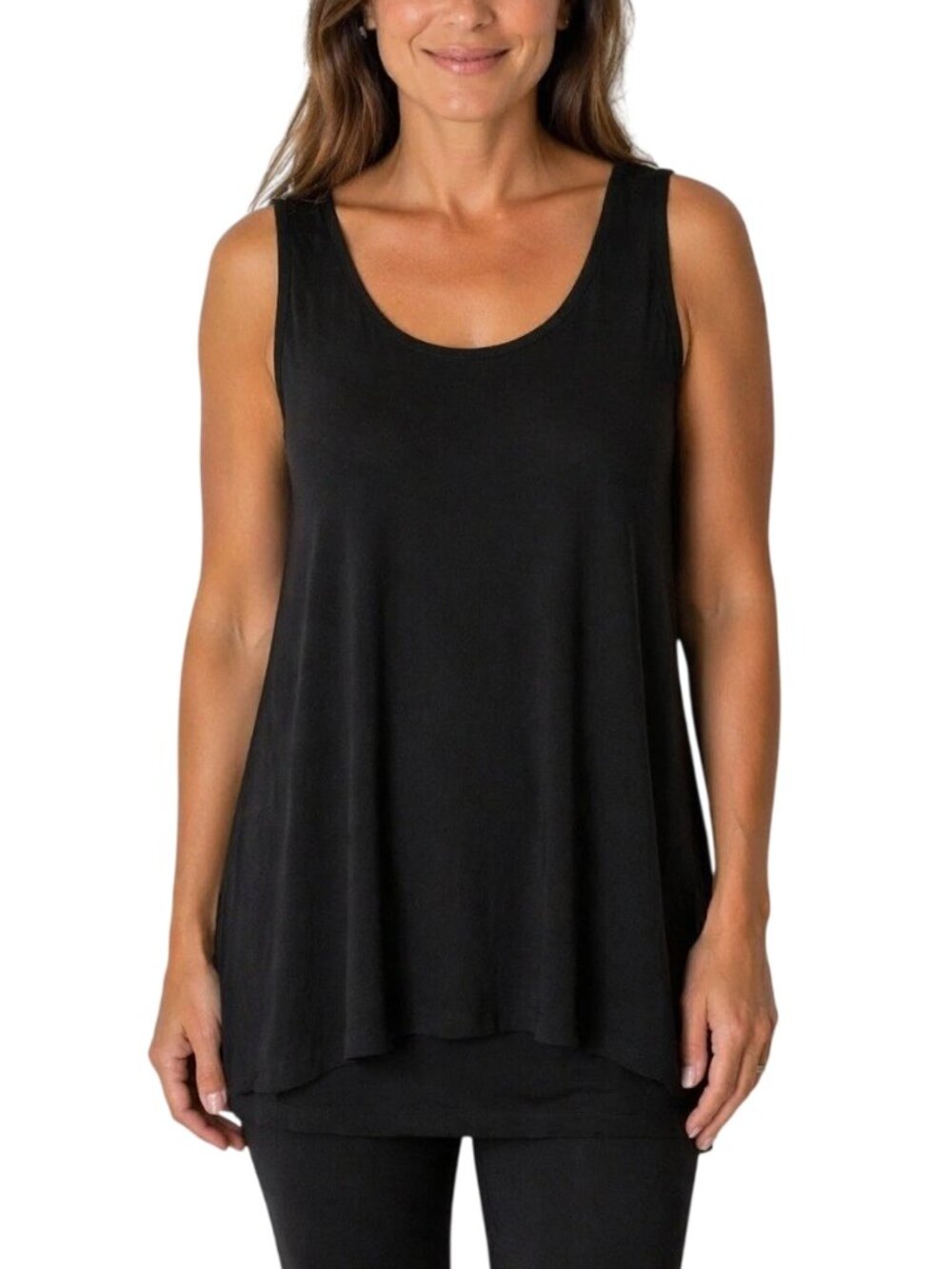 Eileen Fisher Jersey Scoop Neck Tunic Black Large